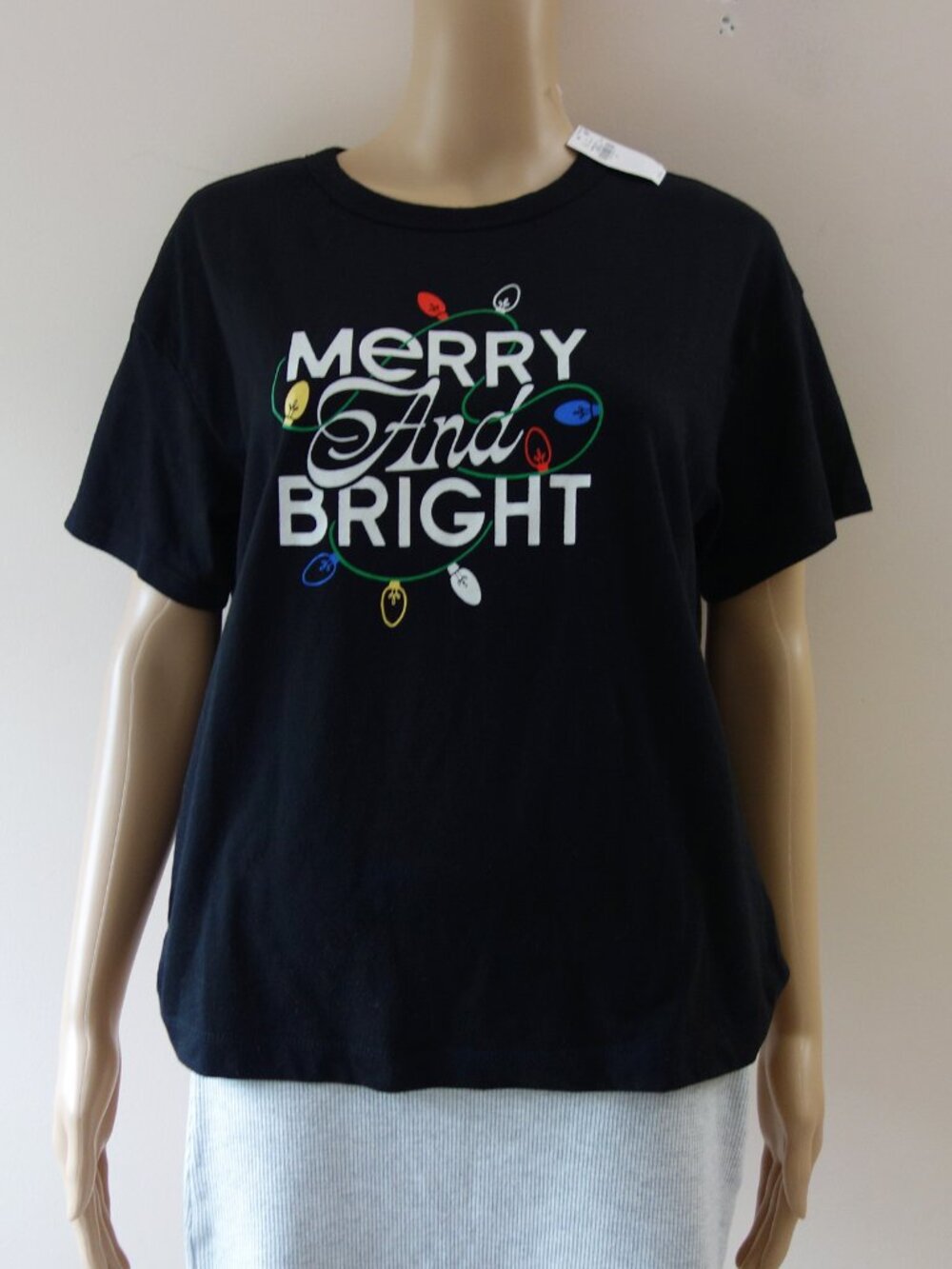 Old Navy Women's "Merry and Bright" Holiday Graphic Tee Shirt (S) NWT!